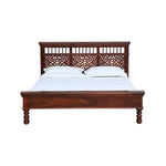 Load image into Gallery viewer, Solid Sheesham Wood Bed with Carved Headboard