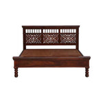 Load image into Gallery viewer, Solid Sheesham Wood Bed with Carved Headboard