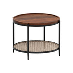 Load image into Gallery viewer, Modern Round Coffee Table with Cane Shelf
