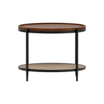 Load image into Gallery viewer, Modern Round Coffee Table with Cane Shelf
