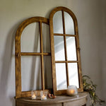 Load image into Gallery viewer, Rustic Window-Style Arched Mirror Set with Wooden Frame
