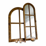 Load image into Gallery viewer, Rustic Window-Style Arched Mirror Set with Wooden Frame
