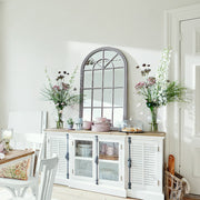 Arched Window-Style Wall Mirror with Distressed Frame