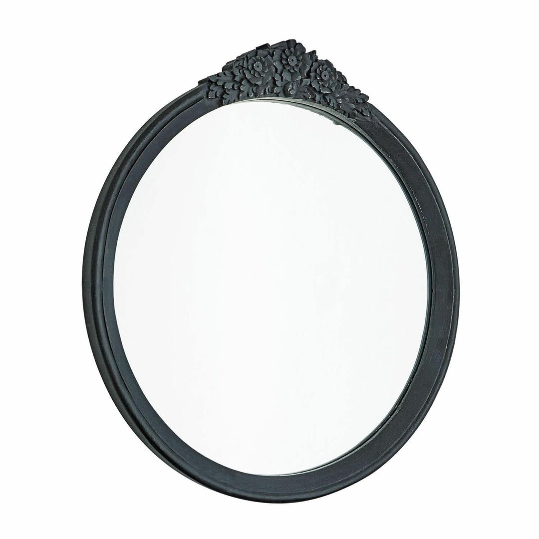 Vintage Floral Embellished Round Mirror