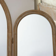 Triple Arch Mirror with Wooden Frame and Folding Panels