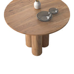 Load image into Gallery viewer, Round Dining Table with Sculptural Column Base in Natural Wood
