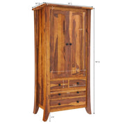 Tall Rustic Wooden Armoire with Multi-Drawer Storage and Double Doors