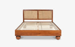 Load image into Gallery viewer, Geometric Cane-Back Wooden Bed
