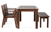 Elegant Wooden Outdoor Dining Set with 4 Armchairs and Bench
