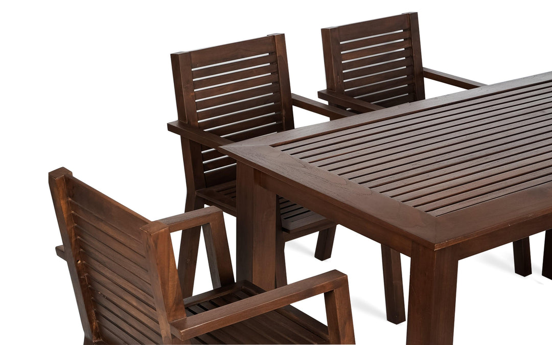 Elegant Wooden Outdoor Dining Set with 4 Armchairs and Bench