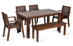 Load image into Gallery viewer, Elegant Wooden Outdoor Dining Set with 4 Armchairs and Bench
