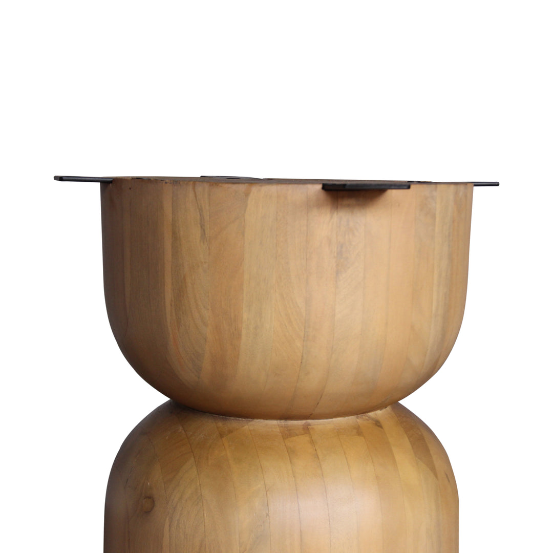 Sculpted Solid Wood Round Dining Table with Artistic Pedestal Base