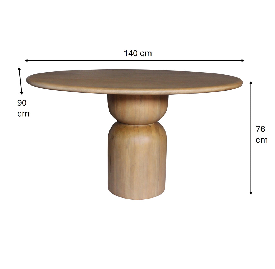 Sculpted Solid Wood Round Dining Table with Artistic Pedestal Base