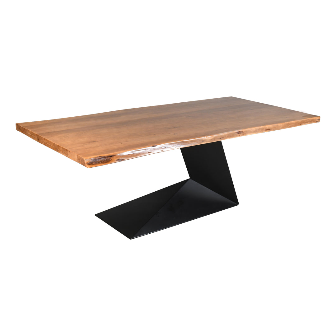 Contemporary Live Edge Dining Table with Geometric Metal Base