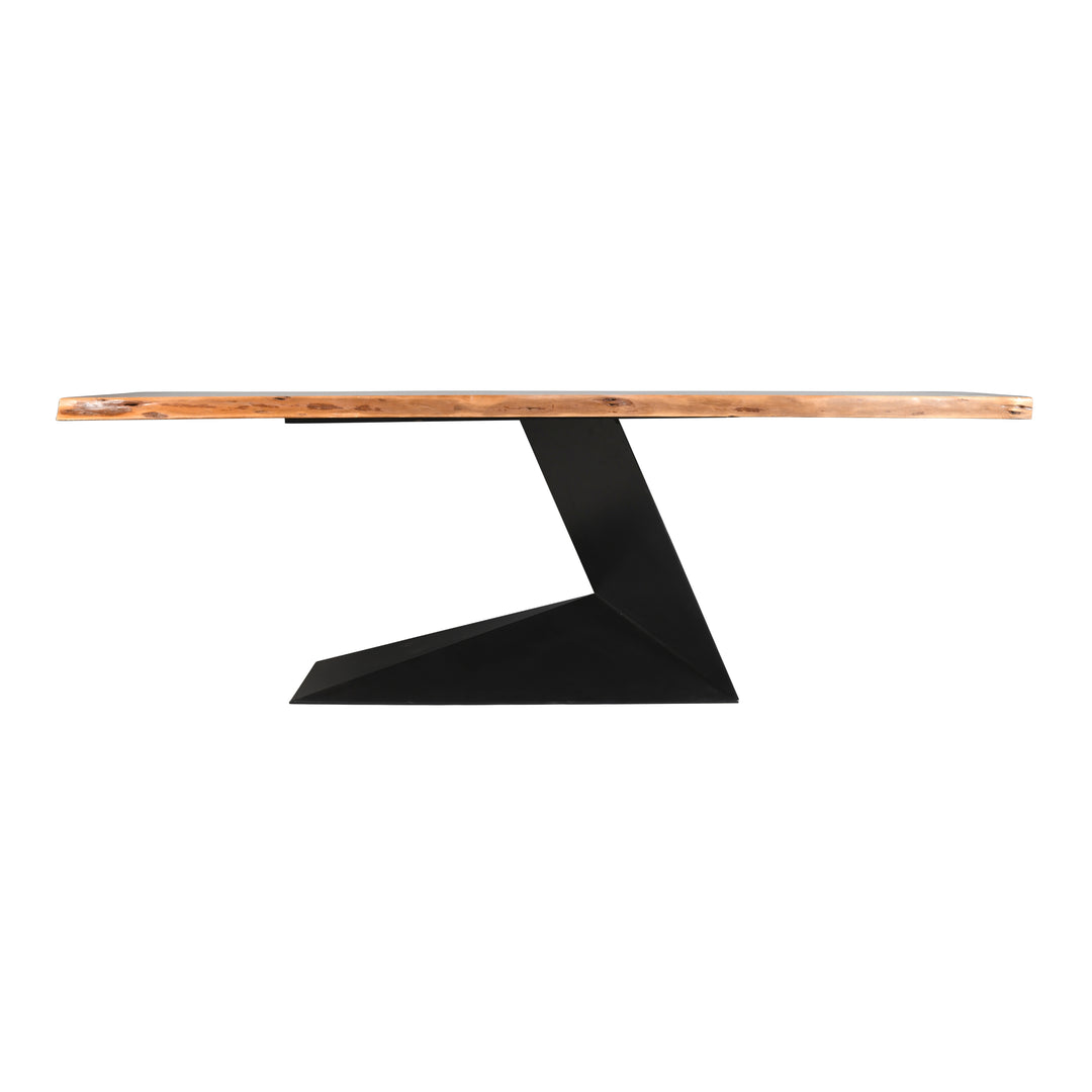 Contemporary Live Edge Dining Table with Geometric Metal Base