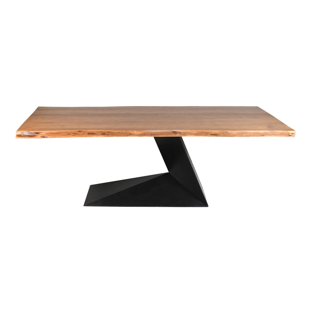 Contemporary Live Edge Dining Table with Geometric Metal Base