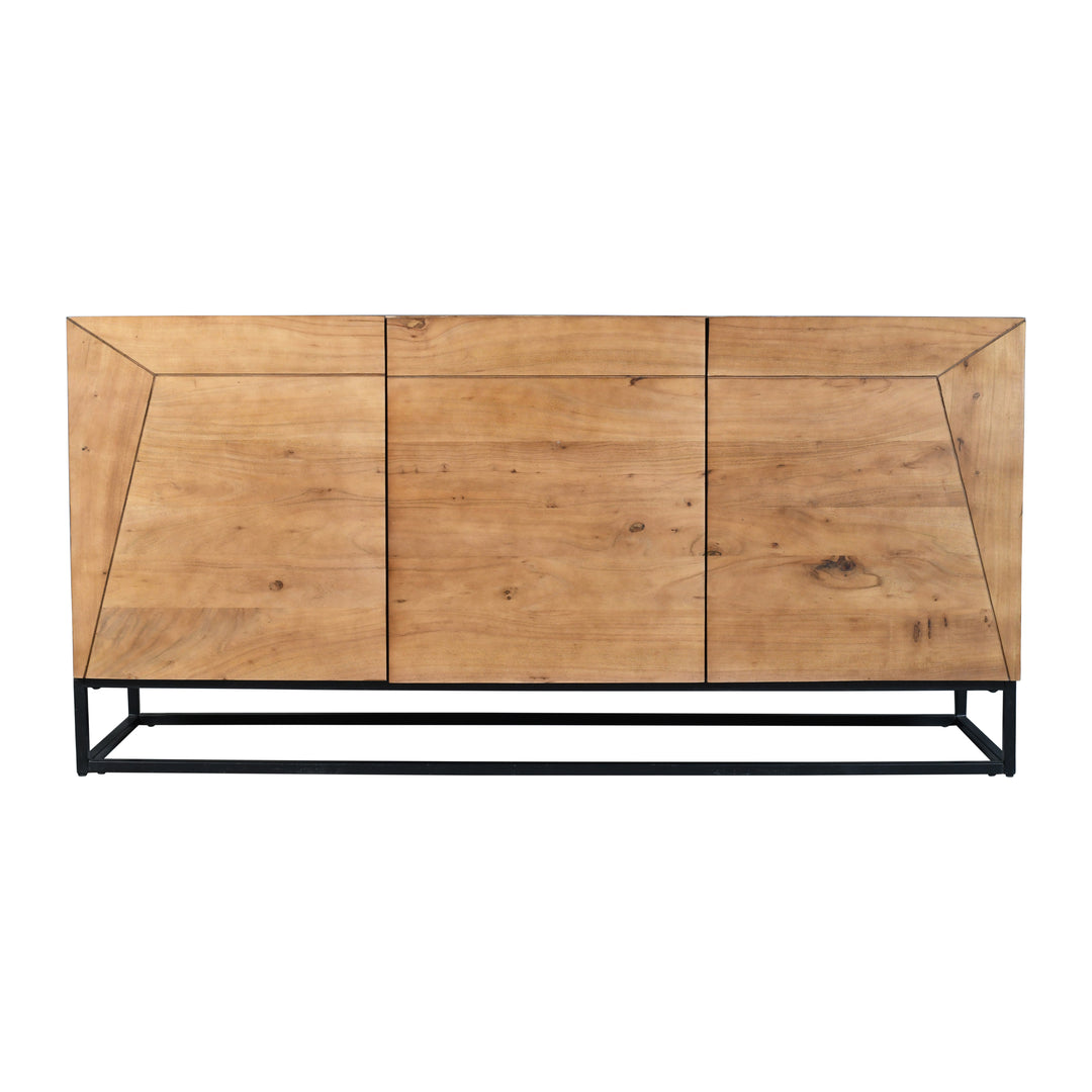 Modern Industrial Wooden Sideboard with Geometric Detailing