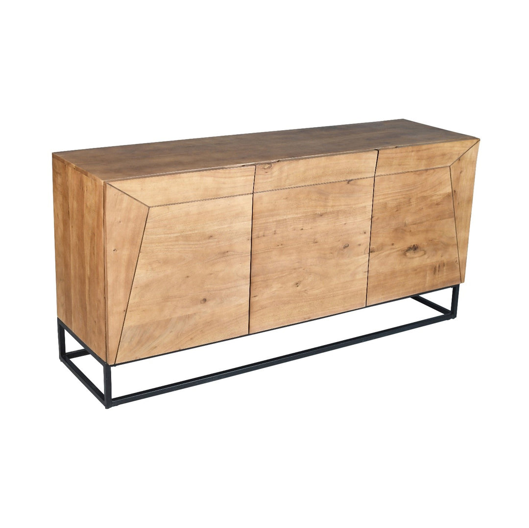 Modern Industrial Wooden Sideboard with Geometric Detailing