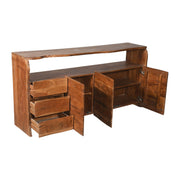 Curved Edge Solid Wood Sideboard with Open Back Design