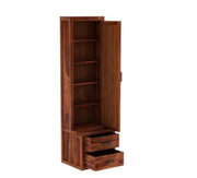 Slim Contemporary Wooden Dressing Unit with Mirror and Dual Drawer Storage