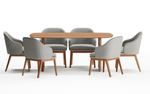 Load image into Gallery viewer, Elegant 6-Seater Wooden Dining Table Set with Upholstered Chairs

