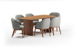 Load image into Gallery viewer, Elegant 6-Seater Wooden Dining Table Set with Upholstered Chairs
