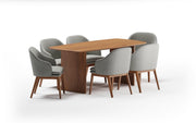 Elegant 6-Seater Wooden Dining Table Set with Upholstered Chairs