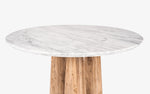 Load image into Gallery viewer, Round Marble Dining Table with Wooden Pedestal Base
