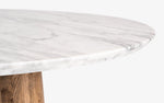 Load image into Gallery viewer, Round Marble Dining Table with Wooden Pedestal Base
