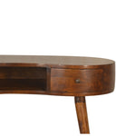 Load image into Gallery viewer, Curved Edge Wooden Console Desk with Tapered Legs and Compact Storage
