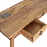 Load image into Gallery viewer, Solid Wood Writing Desk with Dual Drawers and Built-In Power Outlet
