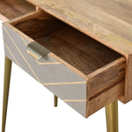 Load image into Gallery viewer, Mid-Century Modern Console Desk with Brass Legs and Geometric Drawer
