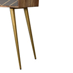 Load image into Gallery viewer, Mid-Century Modern Console Desk with Brass Legs and Geometric Drawer
