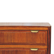 Retro-Inspired Wooden Chest of Drawers with Ribbed Detailing