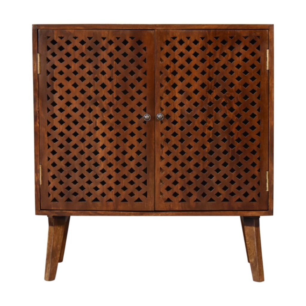 Lattice Design Wooden Storage Cabinet