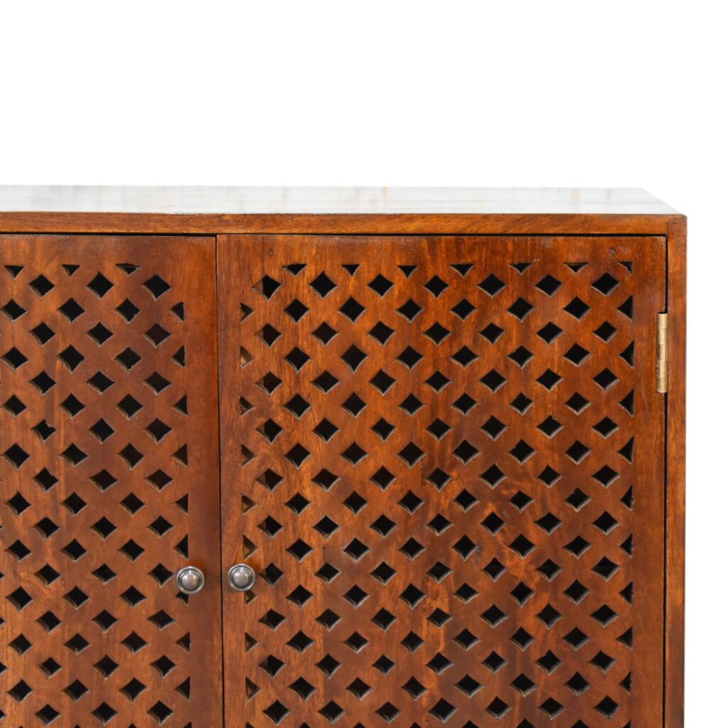 Lattice Design Wooden Storage Cabinet