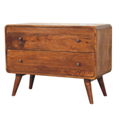 Wooden Bedside Table with Two Drawers