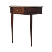 Walnut Finish Half-Moon Console Table