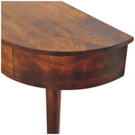 Load image into Gallery viewer, Walnut Finish Half-Moon Console Table
