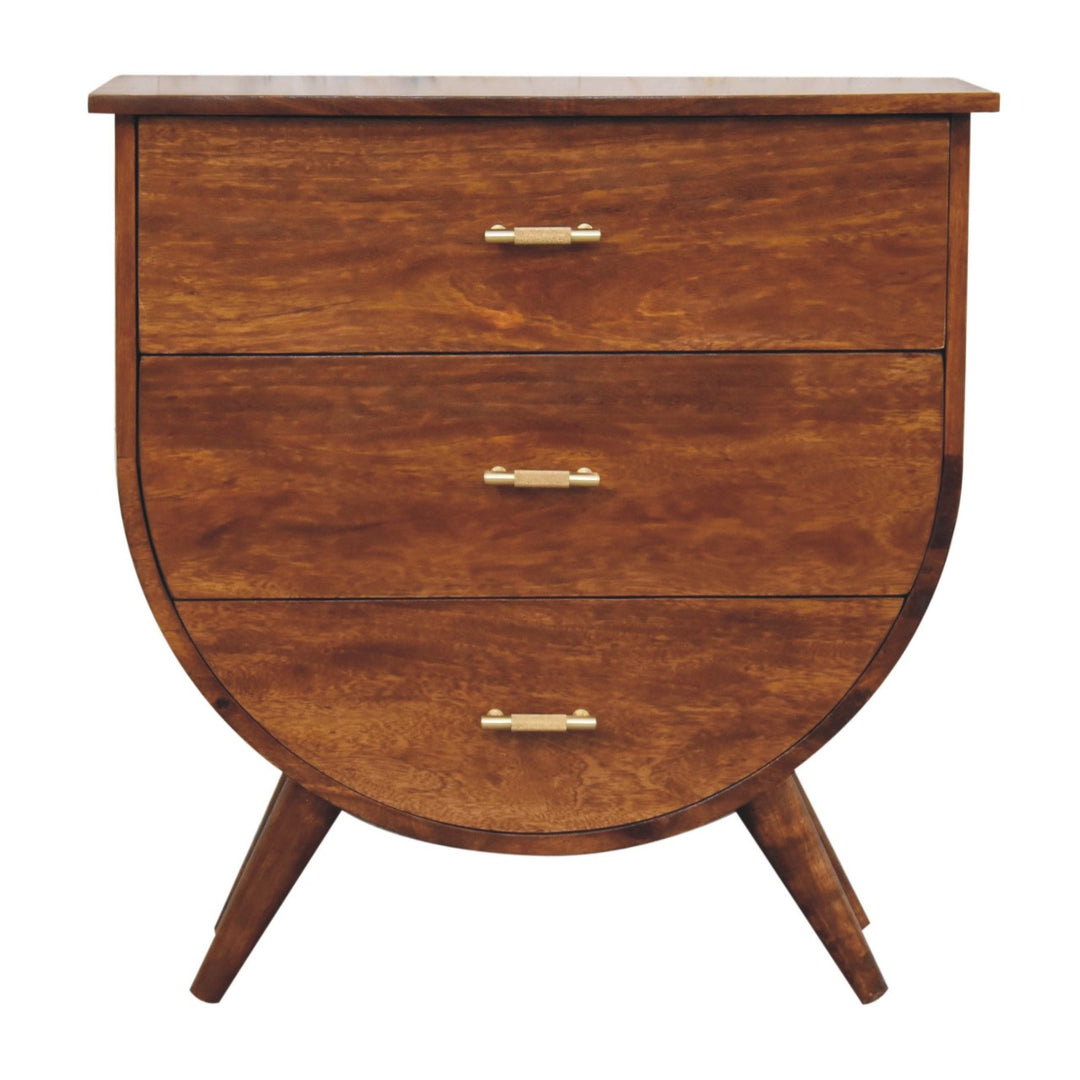 Modern Half-Moon Wooden Chest of Drawers with Brass Handles