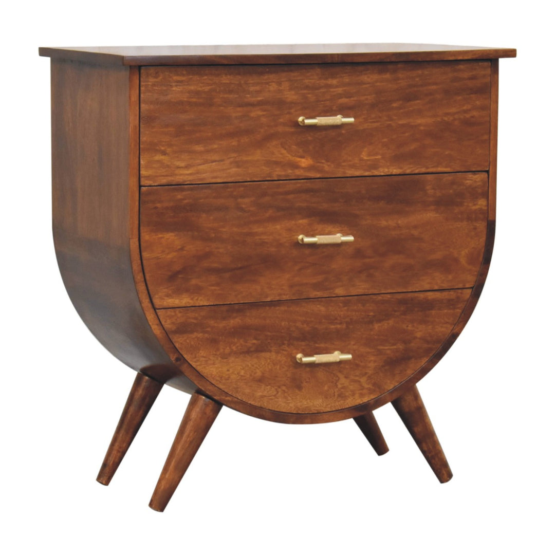 Modern Half-Moon Wooden Chest of Drawers with Brass Handles