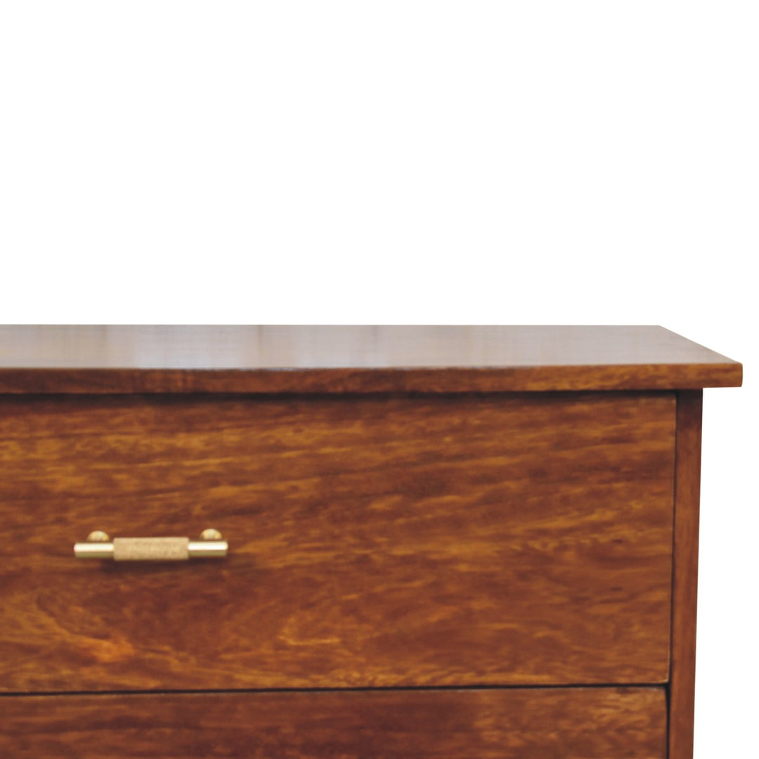 Modern Half-Moon Wooden Chest of Drawers with Brass Handles