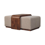 Load image into Gallery viewer, Modern Bouclé Upholstered Bench with Sculpted Wood Center
