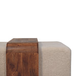 Load image into Gallery viewer, Modern Bouclé Upholstered Bench with Sculpted Wood Center
