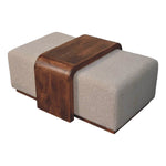 Load image into Gallery viewer, Modern Bouclé Upholstered Bench with Sculpted Wood Center
