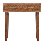 Load image into Gallery viewer, Handcrafted Wooden Console Table with Woven Drawer Fronts
