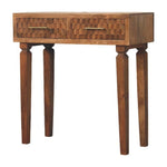 Load image into Gallery viewer, Handcrafted Wooden Console Table with Woven Drawer Fronts
