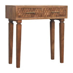 Load image into Gallery viewer, Handcrafted Wooden Console Table with Woven Drawer Fronts
