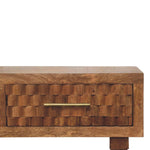 Load image into Gallery viewer, Handcrafted Wooden Console Table with Woven Drawer Fronts
