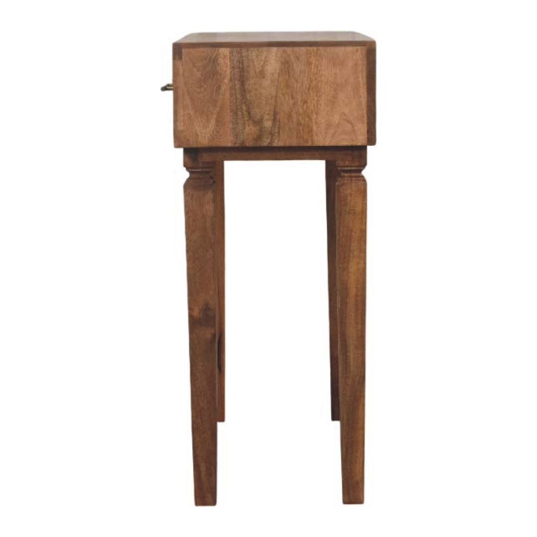 Handcrafted Wooden Console Table with Woven Drawer Fronts
